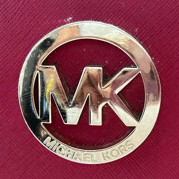 Michael Kors Red Tote Bag with Gold Accents - Picture 13 of 14